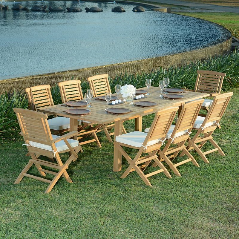 Salon de jardin teck almeria 8 places