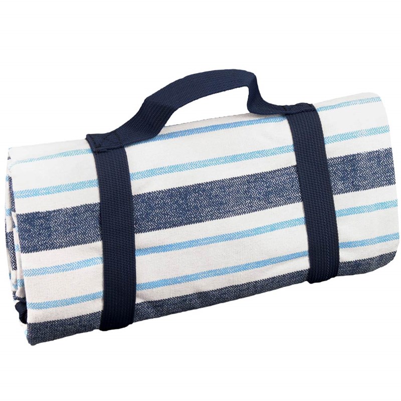 Les Jardins de la Comtesse - Nappe picnic rayures bleu blanc 140x140