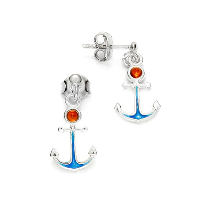 Boucles D'Oreilles Pendantes Motif Ancre Argentées - Neuf Avec Étiquettes