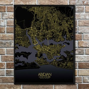 Abidjan carte ville city map nuit