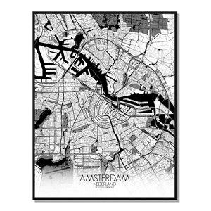 Amsterdam carte ville city map n&b