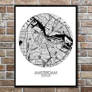 Amsterdam carte ville city map rond