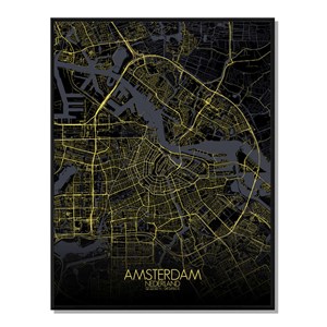 Amsterdam carte ville city map nuit