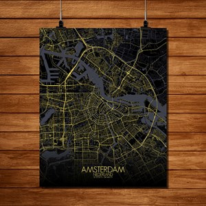 Amsterdam carte ville city map nuit