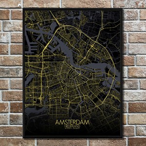 Amsterdam carte ville city map nuit