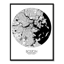 Boston carte ville city map rond