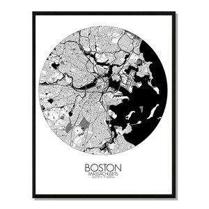Boston carte ville city map rond