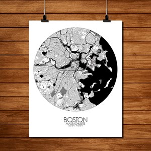 Boston carte ville city map rond