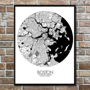Boston carte ville city map rond