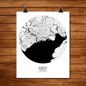 Brest carte ville city map rond