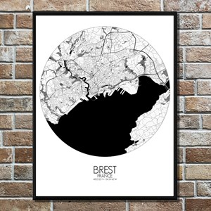 Brest carte ville city map rond