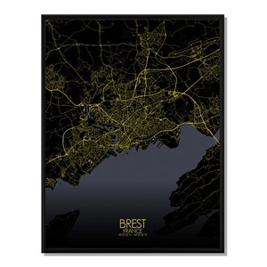 Brest carte ville city map nuit