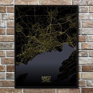 Brest carte ville city map nuit