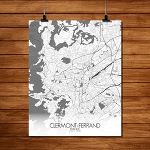 Clermont carte ville city map n&b
