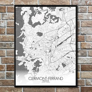 Clermont carte ville city map n&b