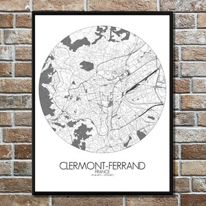 Clermont carte ville city map rond