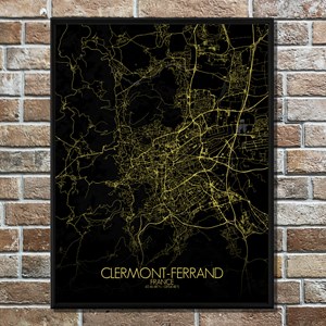 Clermont carte ville city map nuit