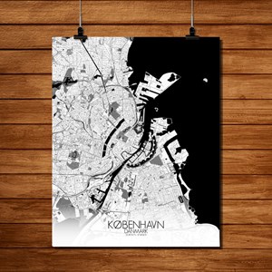 Copenhague carte ville city map n&b