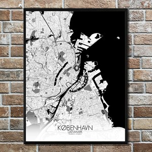 Copenhague carte ville city map n&b