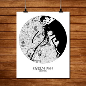 Copenhague carte ville city map rond