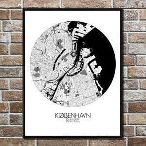 Copenhague carte ville city map rond