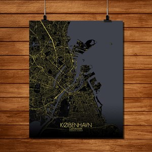 Copenhague carte ville city map nuit
