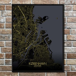 Copenhague carte ville city map nuit