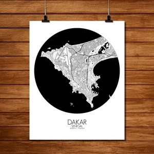 Dakar carte ville city map rond