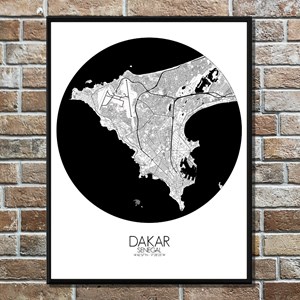 Dakar carte ville city map rond