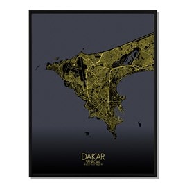 Dakar carte ville city map nuit