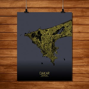 Dakar carte ville city map nuit