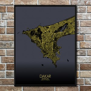 Dakar carte ville city map nuit