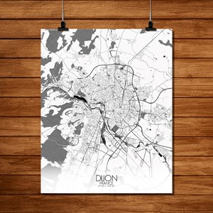 Dijon carte ville city map n&b