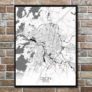 Dijon carte ville city map n&b