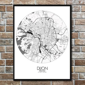 Dijon carte ville city map rond