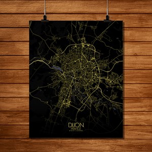 Dijon carte ville city map nuit