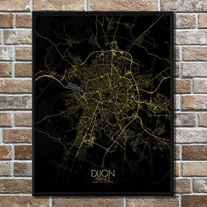 Dijon carte ville city map nuit