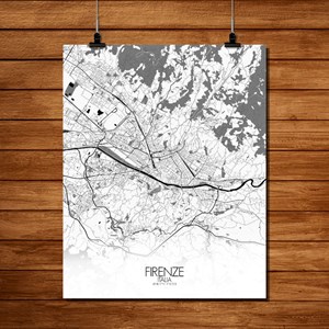 Florence carte ville city map n&b