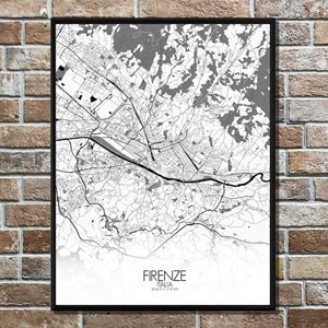 Florence carte ville city map n&b