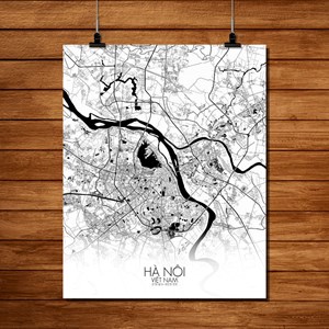 Hanoi carte ville city map n&b