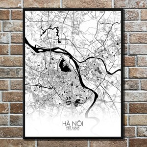 Hanoi carte ville city map n&b