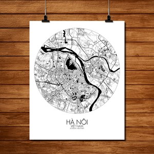 Hanoi carte ville city map rond
