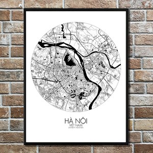 Hanoi carte ville city map rond