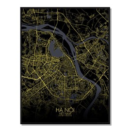 Hanoi carte ville city map nuit
