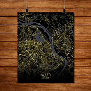 Hanoi carte ville city map nuit