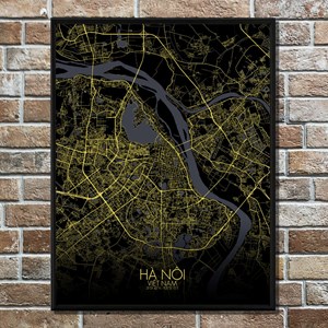 Hanoi carte ville city map nuit