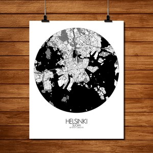 Helsinki carte ville city map rond