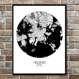 Helsinki carte ville city map rond