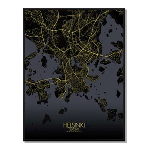 Helsinki carte ville city map nuit