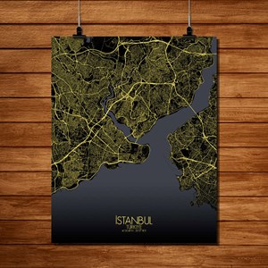 Istanbul carte ville city map nuit